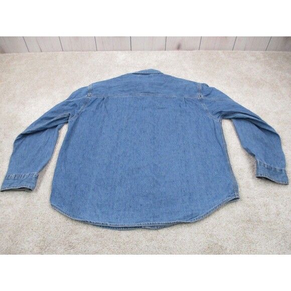 VINTAGE Levis Jean Shirt Men 2XL XXL Blue Denim Long Sleeve Rivet Button Up Y2K* - Picture 10 of 14
